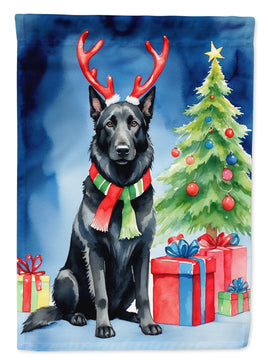 Belgian Sheepdog Christmas Reindeer House Flag