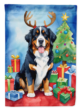 Bernese Mountain Dog Christmas Reindeer House Flag