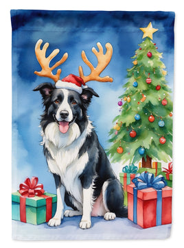 Border Collie Christmas Reindeer House Flag