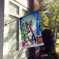 Boston Terrier Christmas Reindeer House Flag