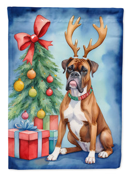 Boxer Christmas Reindeer House Flag