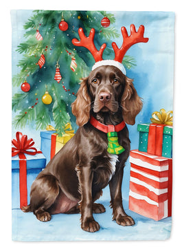 Boykin Spaniel Christmas Reindeer House Flag