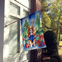 Cavalier Spaniel Christmas Reindeer House Flag