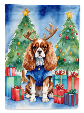 Cavalier Spaniel Christmas Reindeer House Flag