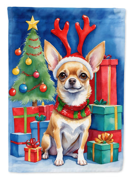 Chihuahua Christmas Reindeer House Flag