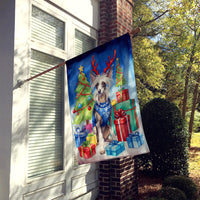 Chinese Crested Christmas Reindeer House Flag