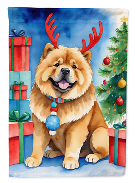 Chow Chow Christmas Reindeer House Flag