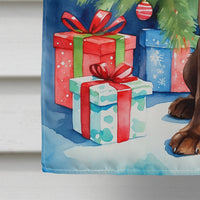 Chocolate Cocker Spaniel Christmas Reindeer House Flag