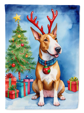 Bull Terrier Christmas Reindeer House Flag