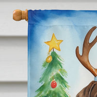 Chocolate Labrador Retriever Christmas Reindeer House Flag