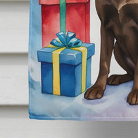 Chocolate Labrador Retriever Christmas Reindeer House Flag