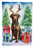 Chocolate Labrador Retriever Christmas Reindeer House Flag