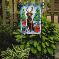 Chocolate Labrador Retriever Christmas Reindeer Garden Flag