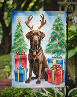 Chocolate Labrador Retriever Christmas Reindeer Garden Flag