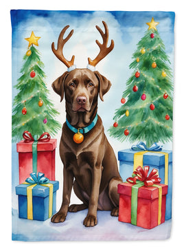 Chocolate Labrador Retriever Christmas Reindeer Garden Flag