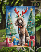 Chocolate Standard Poodle Christmas Reindeer Garden Flag