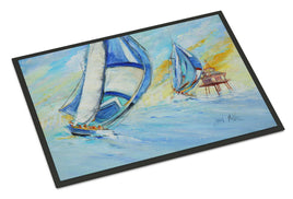 Sailboats and Middle Bay Lighthouse Indoor or Outdoor Mat 24x36 JMK1005JMAT