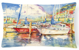 Three Boats Sailboats Canvas Fabric Decorative Pillow JMK1034PW1216