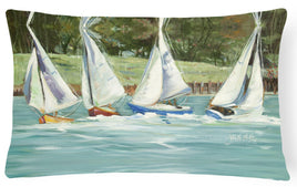 Sailboats on the bay Canvas Fabric Decorative Pillow JMK1035PW1216