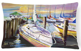 Sailboats at the Fairhope Yacht Club Docks Canvas Fabric Decorative Pillow