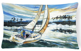 Sailboats on Lake Martin Canvas Fabric Decorative Pillow JMK1055PW1216