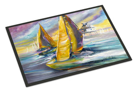 Sailboat with Middle Bay Lighthouse Indoor or Outdoor Mat 24x36 JMK1061JMAT