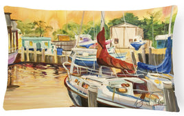 Sunset Bay Sailboat Canvas Fabric Decorative Pillow JMK1082PW1216