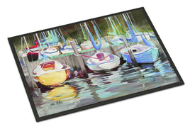 Yellow boat Sailboat Indoor or Outdoor Mat 24x36 JMK1084JMAT