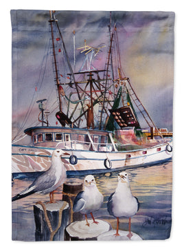 Sea Gulls and shrimp boats Flag Garden Size