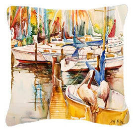 Pelicans and Sailboats Canvas Fabric Decorative Pillow