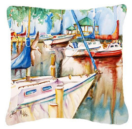 Gazebo and Sailboats Canvas Fabric Decorative Pillow