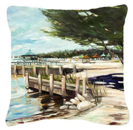 At the Pier Sailboats Canvas Fabric Decorative Pillow