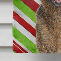 Candy Cane Holiday Christmas German Shepherd Flag Canvas House Size KJ1173CHF