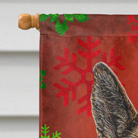 Red Snowflakes Holiday Christmas  German Shepherd Flag Canvas House Size KJ1187CHF