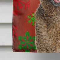 Red Snowflakes Holiday Christmas  German Shepherd Flag Canvas House Size KJ1187CHF