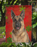 Red Snowflakes Holiday Christmas  German Shepherd Flag Garden Size KJ1187GF