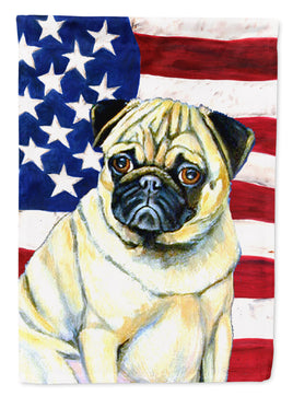 USA American Flag with Pug Flag Canvas House Size