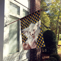 Chinese Crested Candy Corn Halloween Portrait Flag Canvas House Size