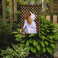 Australian Shepherd Candy Corn Halloween Portrait Flag Garden Size