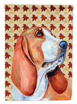 Basset Hound Fall Leaves Portrait Flag Garden Size