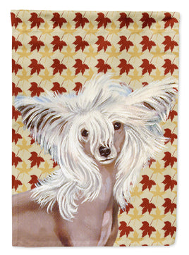 Chinese Crested Fall Leaves Portrait Flag Canvas House Size