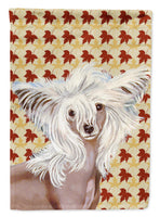 Chinese Crested Fall Leaves Portrait Flag Garden Size