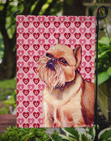 Brussels Griffon Hearts Love and Valentine's Day Portrait Flag Garden Size