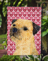 Border Terrier Hearts Love and Valentine's Day Portrait Flag Garden Size