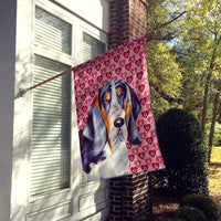 Basset Hound Hearts Love and Valentine's Day Portrait Flag Canvas House Size