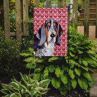 Basset Hound Hearts Love and Valentine's Day Portrait Flag Garden Size