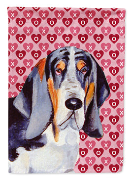 Basset Hound Hearts Love and Valentine's Day Portrait Flag Garden Size