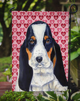 Basset Hound Hearts Love and Valentine's Day Portrait Flag Garden Size