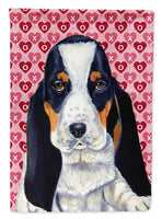 Basset Hound Hearts Love and Valentine's Day Portrait Flag Garden Size