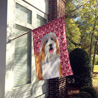 Bearded Collie Hearts Love and Valentine's Day Portrait Flag Canvas House Size